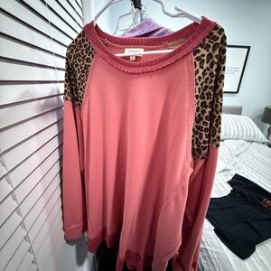 Pink Leopard Print Women's Top